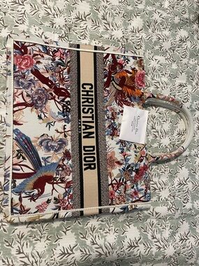 Dior Multicolor Floral Embroidered Book Tote